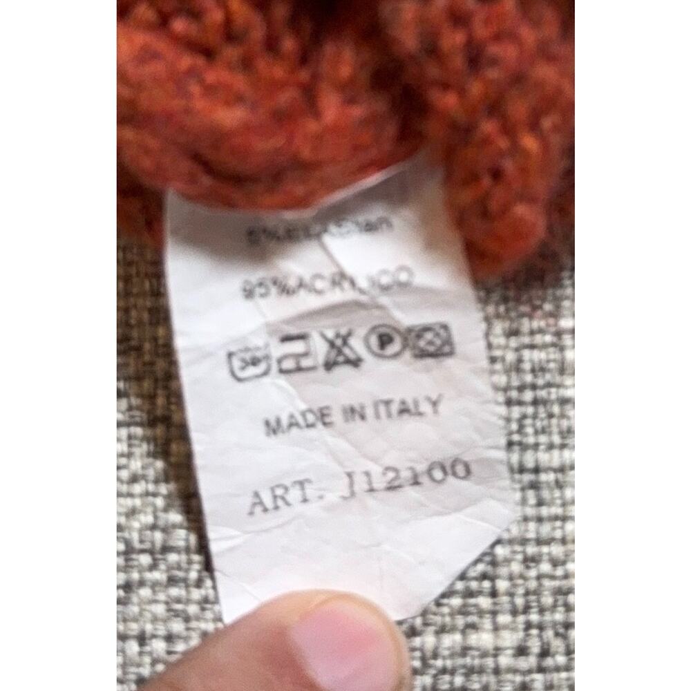 Boheme Made in Italy Sweater Womens Rust Orange Rhinestone Star Oversized Knit - Picture 4 of 9
